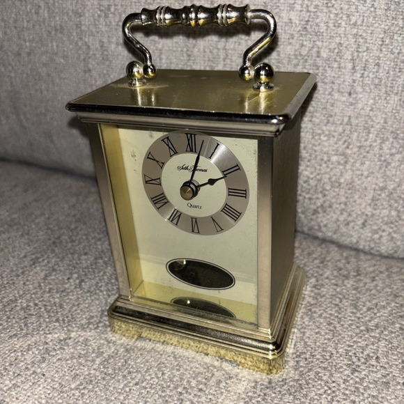 Seth Thomas Other - Vintage Seth Thomas Gold Brass Rapture Carriage Quartz Clock Model 243 90s Retro